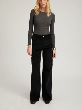 SPRWMN  Black Vintage Wide-Leg Corduroy Trousers Sz 27